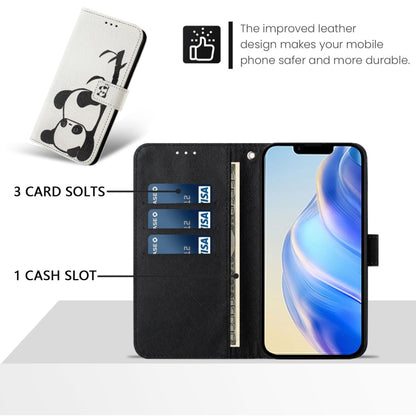 For iPhone 16e Art Colored Drawing Pattern Leather Phone Case(Panda) by bashfashion