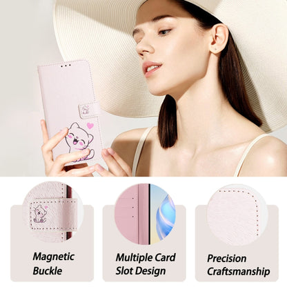 For iPhone 16e Art Colored Drawing Pattern Leather Phone Case(Cute cat) by bashfashion
