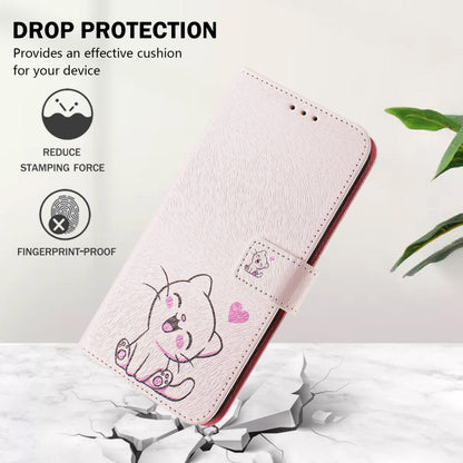 For iPhone 16e Art Colored Drawing Pattern Leather Phone Case(Cute cat) by bashfashion
