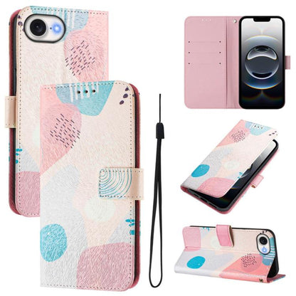 For iPhone 16e Art Colored Drawing Pattern Leather Phone Case(Graffiti puzzle) by bashfashion