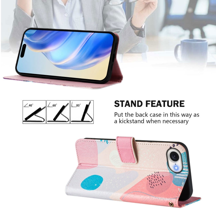 For iPhone 16e Art Colored Drawing Pattern Leather Phone Case(Graffiti puzzle) by bashfashion