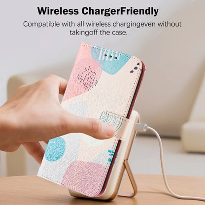 For iPhone 16e Art Colored Drawing Pattern Leather Phone Case(Graffiti puzzle) by bashfashion