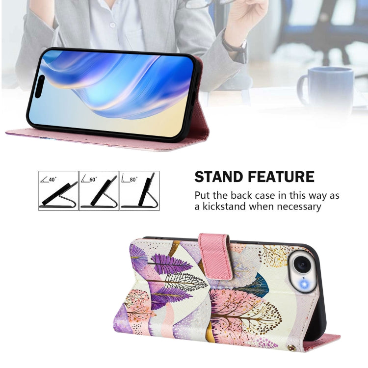For iPhone 16e Art Colored Drawing Pattern Leather Phone Case(Landscape) by bashfashion