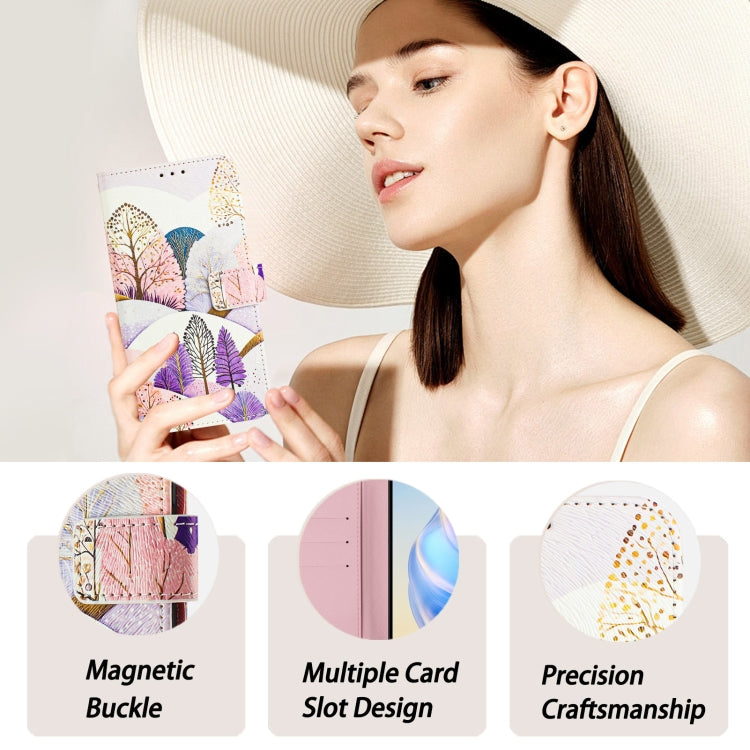 For iPhone 16e Art Colored Drawing Pattern Leather Phone Case(Landscape) by bashfashion