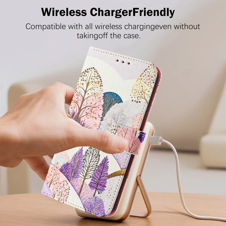 For iPhone 16e Art Colored Drawing Pattern Leather Phone Case(Landscape) by bashfashion