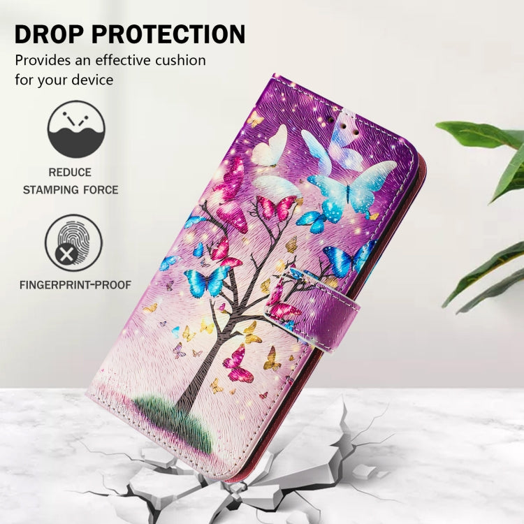 For iPhone 16e Art Colored Drawing Pattern Leather Phone Case(Butterfly branch) by bashfashion