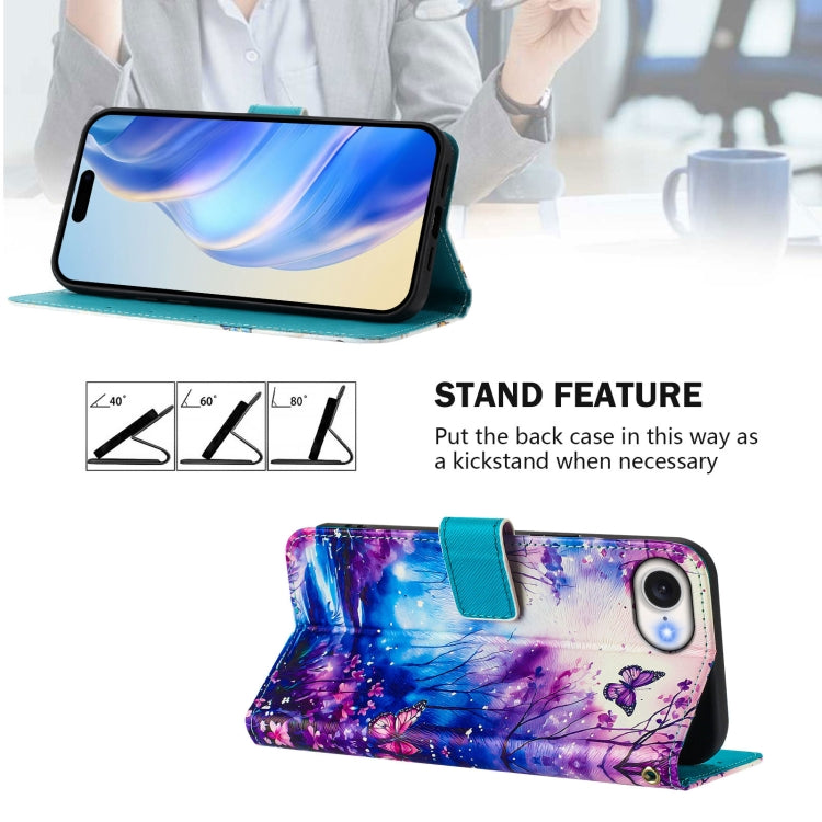 For iPhone 16e Art Colored Drawing Pattern Leather Phone Case(Dreamland) by bashfashion