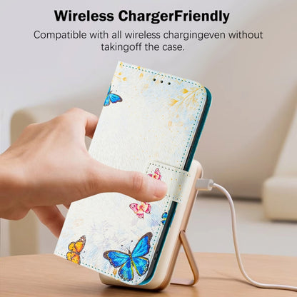 For iPhone 16e Art Colored Drawing Pattern Leather Phone Case(Butterfly house) by bashfashion