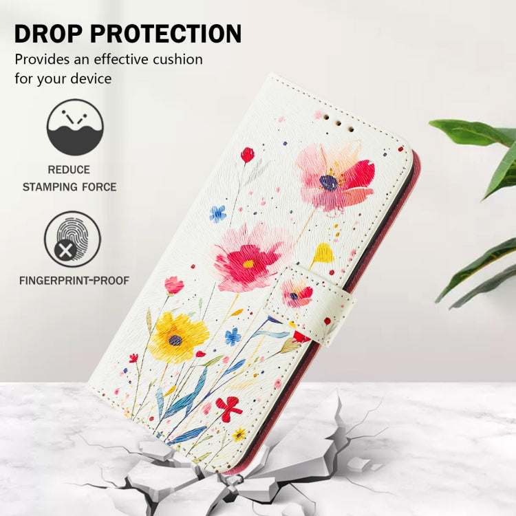 For iPhone 16e Art Colored Drawing Pattern Leather Phone Case(Flowers and plants) by bashfashion