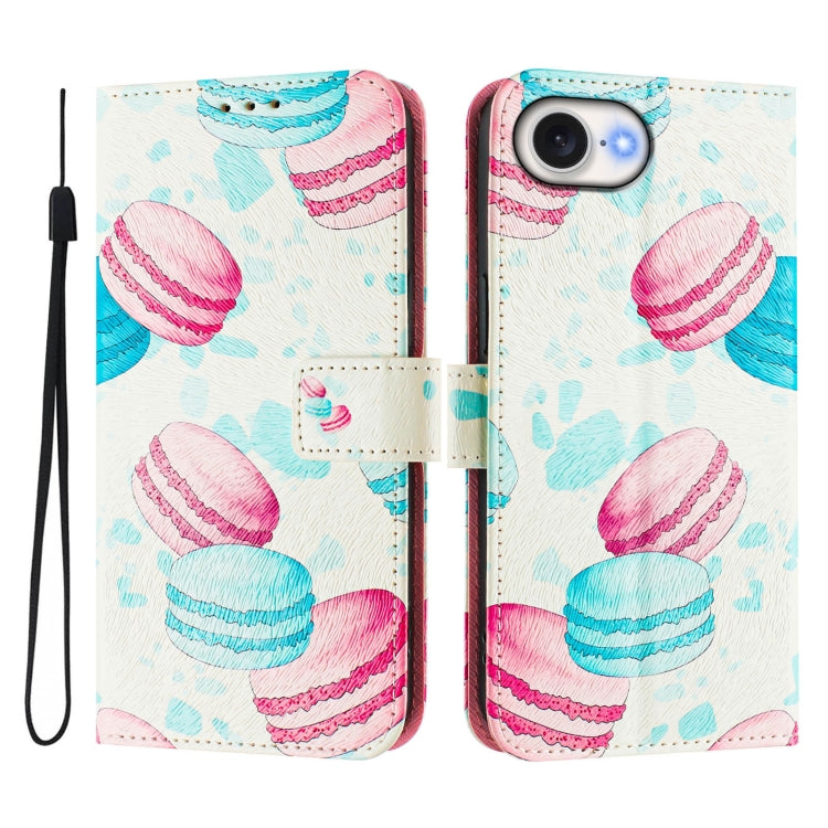 For iPhone 16e Art Colored Drawing Pattern Leather Phone Case(Cake) by bashfashion