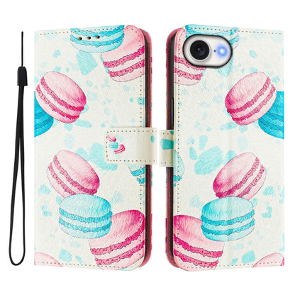 For iPhone 16e Art Colored Drawing Pattern Leather Phone Case(Cake) by bashfashion