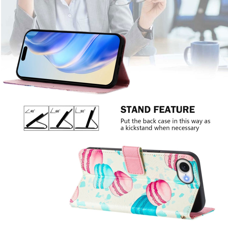 For iPhone 16e Art Colored Drawing Pattern Leather Phone Case(Cake) by bashfashion