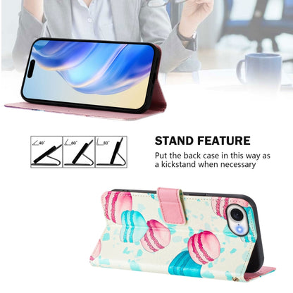 For iPhone 16e Art Colored Drawing Pattern Leather Phone Case(Cake) by bashfashion