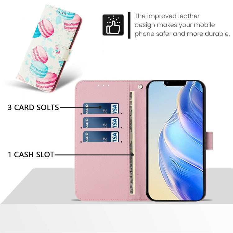 For iPhone 16e Art Colored Drawing Pattern Leather Phone Case(Cake) by bashfashion