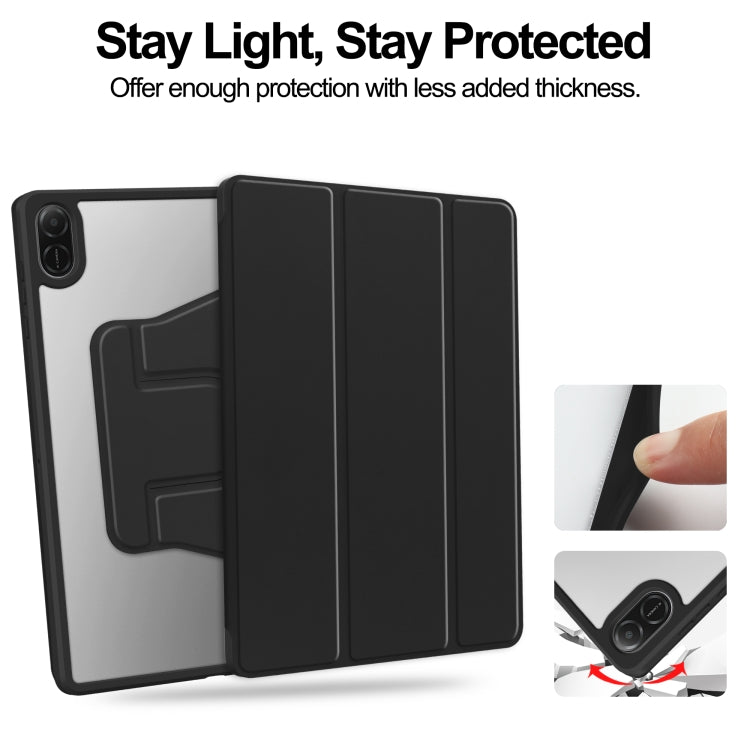 For Honor Pad X8a Tri-Fold Holder Rotation Leather Tablet Case(Black) by bashfashion