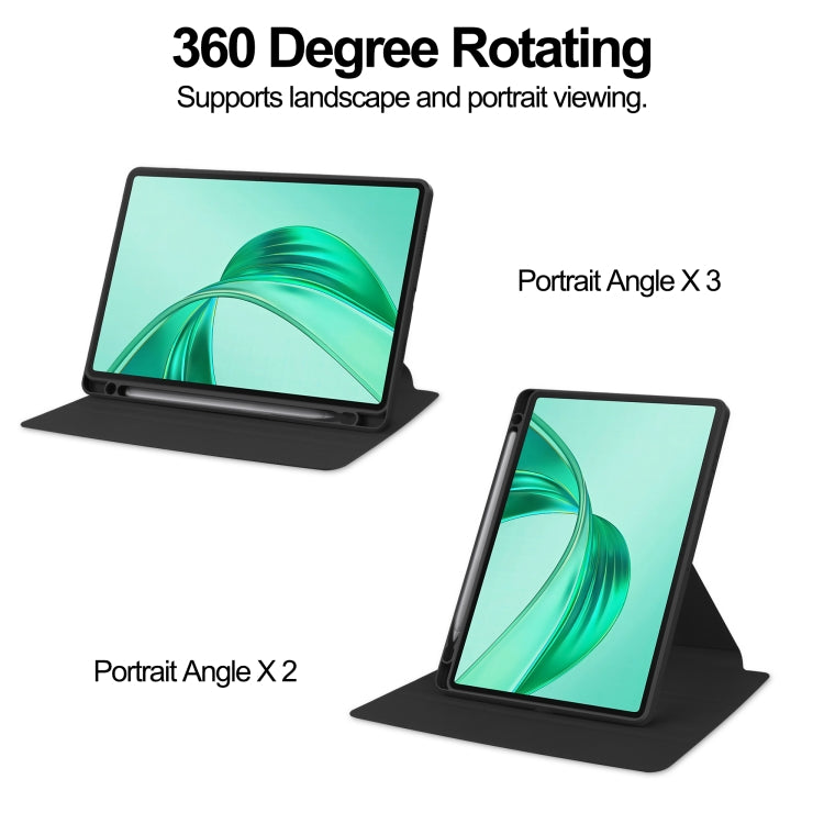 For Honor Pad X8a Tri-Fold Holder Rotation Leather Tablet Case(Black) by bashfashion