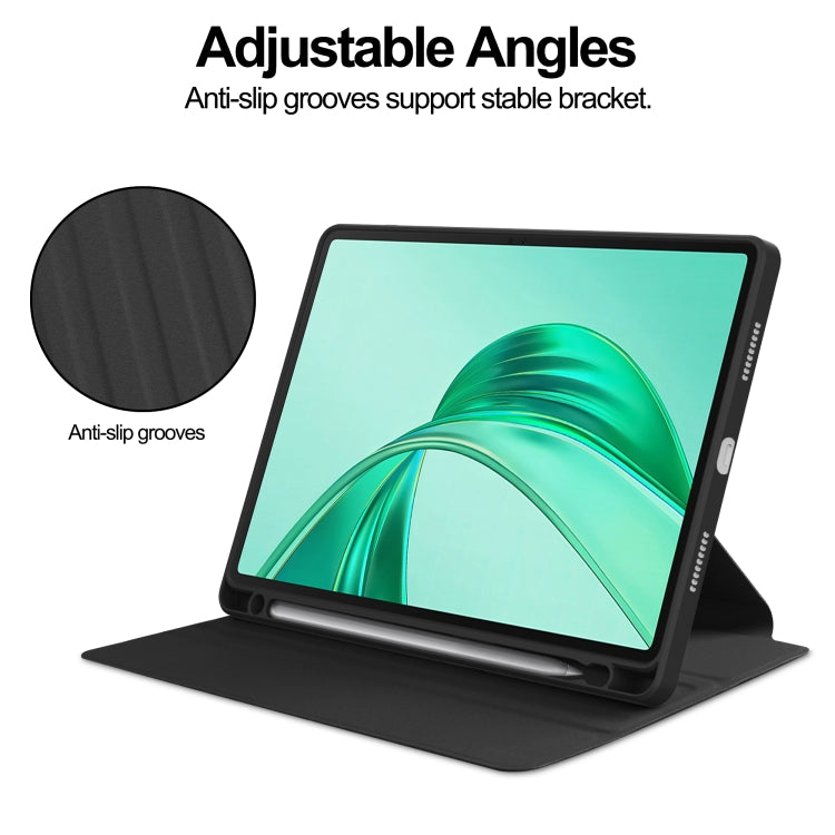 For Honor Pad X8a Tri-Fold Holder Rotation Leather Tablet Case(Black) by bashfashion