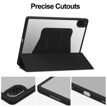 For Honor Pad X8a Tri-Fold Holder Rotation Leather Tablet Case(Black) by bashfashion