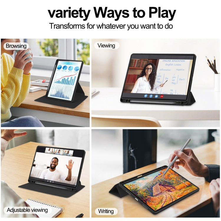 For Honor Pad X8a Tri-Fold Holder Rotation Leather Tablet Case(Black) by bashfashion