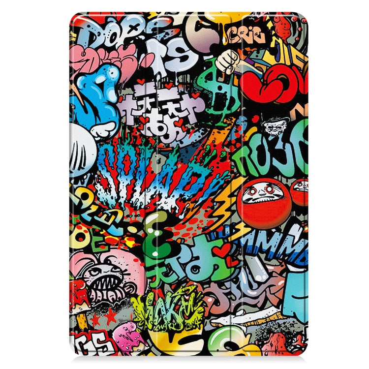 For Xiaomi Pad 7 / 7 Pro Custer Painted 3-Fold Holder Leather Smart Tablet Case(Graffiti) by bashfashion