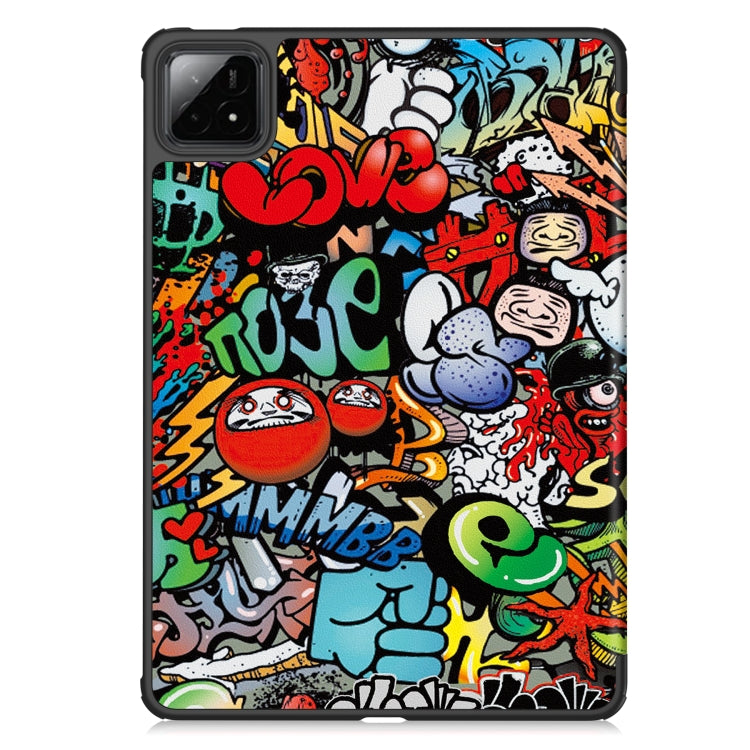 For Xiaomi Pad 7 / 7 Pro Custer Painted 3-Fold Holder Leather Smart Tablet Case(Graffiti) by bashfashion