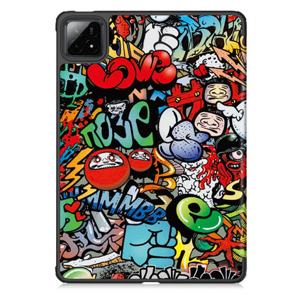 For Xiaomi Pad 7 / 7 Pro Custer Painted 3-Fold Holder Leather Smart Tablet Case(Graffiti) by bashfashion