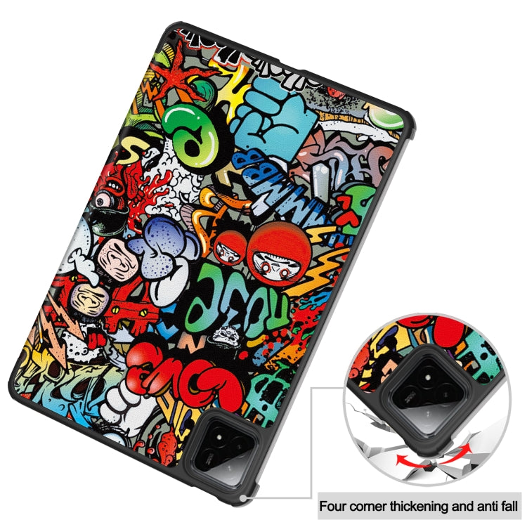 For Xiaomi Pad 7 / 7 Pro Custer Painted 3-Fold Holder Leather Smart Tablet Case(Graffiti) by bashfashion