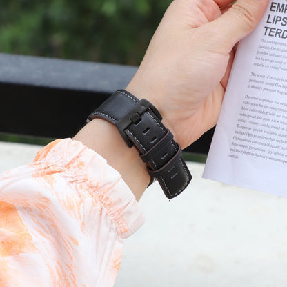 For Garmin 26mm Stainless Steel Quick Release Leather Watch Band(Black) by bashfashion