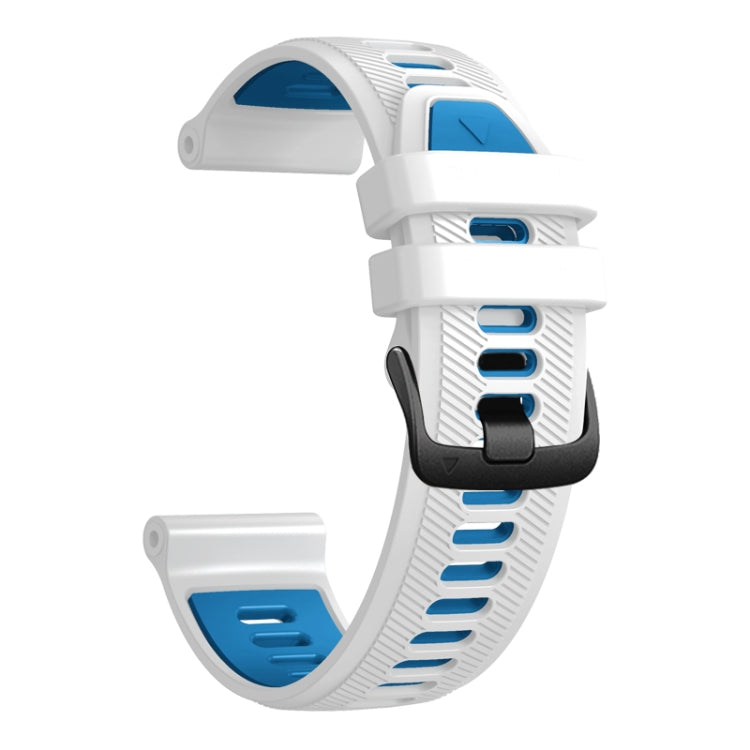 For Garmin Forerunner 965 Two Color Steel Buckle Silicone Watch Band(White Blue) by bashfashion
