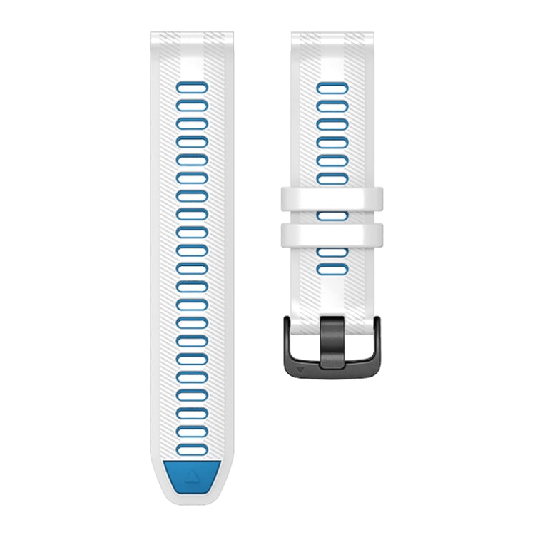 For Garmin Forerunner 965 Two Color Steel Buckle Silicone Watch Band(White Blue) by bashfashion