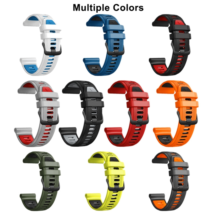For Garmin Forerunner 965 Two Color Steel Buckle Silicone Watch Band(White Blue) by bashfashion