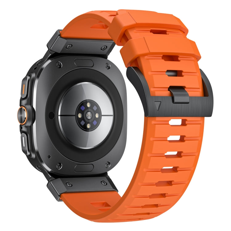 For Samsung Galaxy Watch Ultra 47mm / Ultra 2025 Steel Buckle Fluororubber Watch Band(Black Orange) by bashfashion