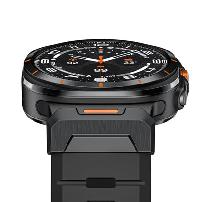 For Samsung Galaxy Watch Ultra 47mm / Ultra 2025 Steel Buckle Fluororubber Watch Band(Black) by bashfashion