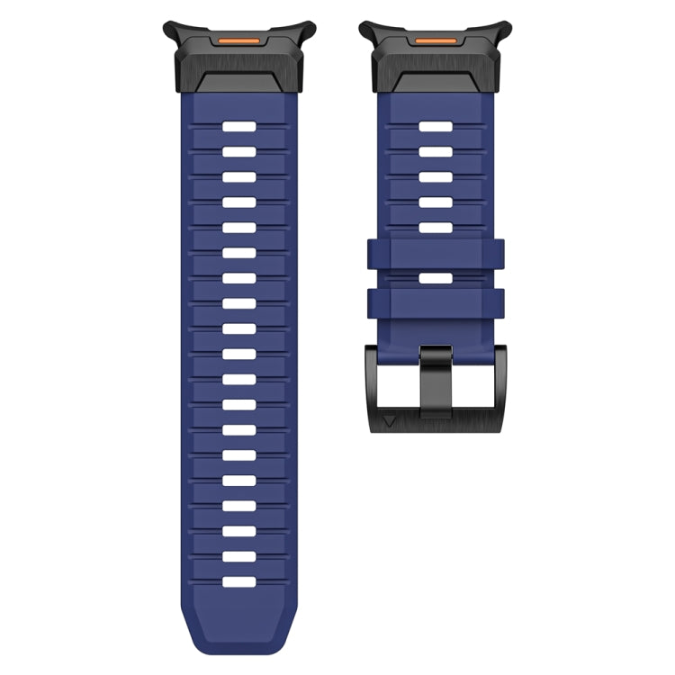 For Samsung Galaxy Watch Ultra 47mm / Ultra 2025 Steel Buckle Fluororubber Watch Band(Black Blue) by bashfashion