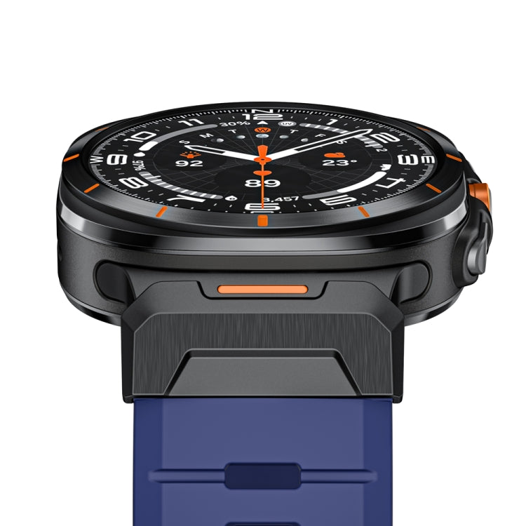 For Samsung Galaxy Watch Ultra 47mm / Ultra 2025 Steel Buckle Fluororubber Watch Band(Black Blue) by bashfashion