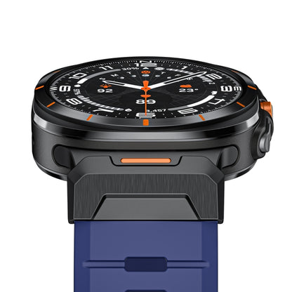 For Samsung Galaxy Watch Ultra 47mm / Ultra 2025 Steel Buckle Fluororubber Watch Band(Black Blue) by bashfashion