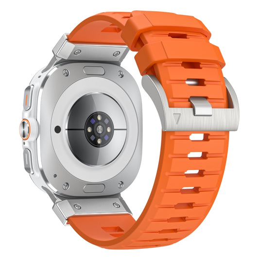 For Samsung Galaxy Watch Ultra 47mm / Ultra 2025 Steel Buckle Fluororubber Watch Band(Silver Orange) by bashfashion