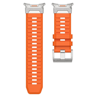 For Samsung Galaxy Watch Ultra 47mm / Ultra 2025 Steel Buckle Fluororubber Watch Band(Silver Orange) by bashfashion