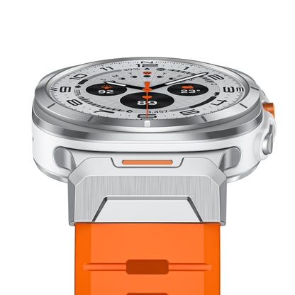 For Samsung Galaxy Watch Ultra 47mm / Ultra 2025 Steel Buckle Fluororubber Watch Band(Silver Orange) by bashfashion