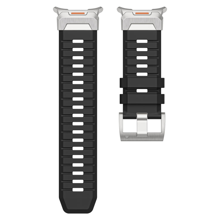 For Samsung Galaxy Watch Ultra 47mm / Ultra 2025 Steel Buckle Fluororubber Watch Band(Silver Black) by bashfashion
