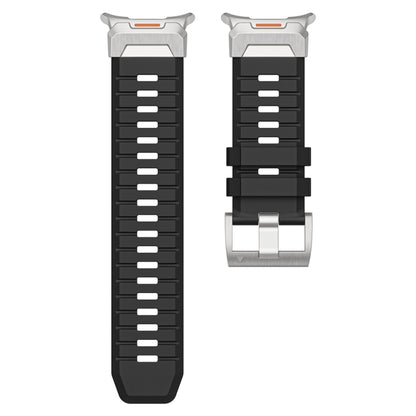 For Samsung Galaxy Watch Ultra 47mm / Ultra 2025 Steel Buckle Fluororubber Watch Band(Silver Black) by bashfashion