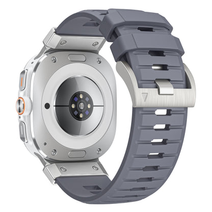 For Samsung Galaxy Watch Ultra 47mm / Ultra 2025 Steel Buckle Fluororubber Watch Band(Silver Grey) by bashfashion