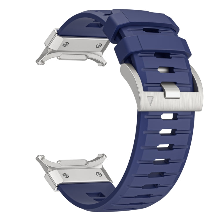 For Samsung Galaxy Watch Ultra 47mm / Ultra 2025 Steel Buckle Fluororubber Watch Band(Silver Blue) by bashfashion