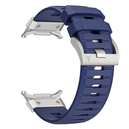 For Samsung Galaxy Watch Ultra 47mm / Ultra 2025 Steel Buckle Fluororubber Watch Band(Silver Blue) by bashfashion