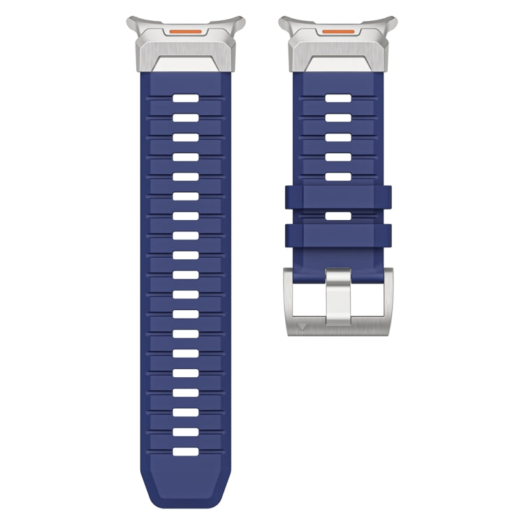 For Samsung Galaxy Watch Ultra 47mm / Ultra 2025 Steel Buckle Fluororubber Watch Band(Silver Blue) by bashfashion
