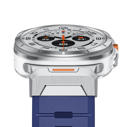 For Samsung Galaxy Watch Ultra 47mm / Ultra 2025 Steel Buckle Fluororubber Watch Band(Silver Blue) by bashfashion