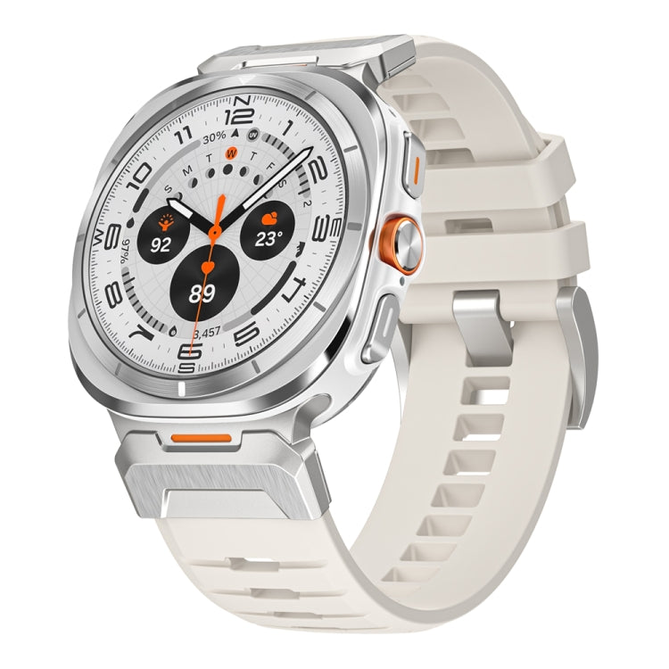 For Samsung Galaxy Watch Ultra 47mm / Ultra 2025 Steel Buckle Fluororubber Watch Band(Silver Starlight) by bashfashion