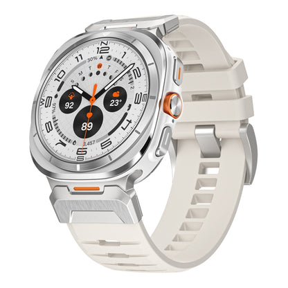 For Samsung Galaxy Watch Ultra 47mm / Ultra 2025 Steel Buckle Fluororubber Watch Band(Silver Starlight) by bashfashion