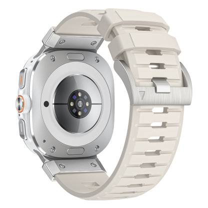 For Samsung Galaxy Watch Ultra 47mm / Ultra 2025 Steel Buckle Fluororubber Watch Band(Silver Starlight) by bashfashion