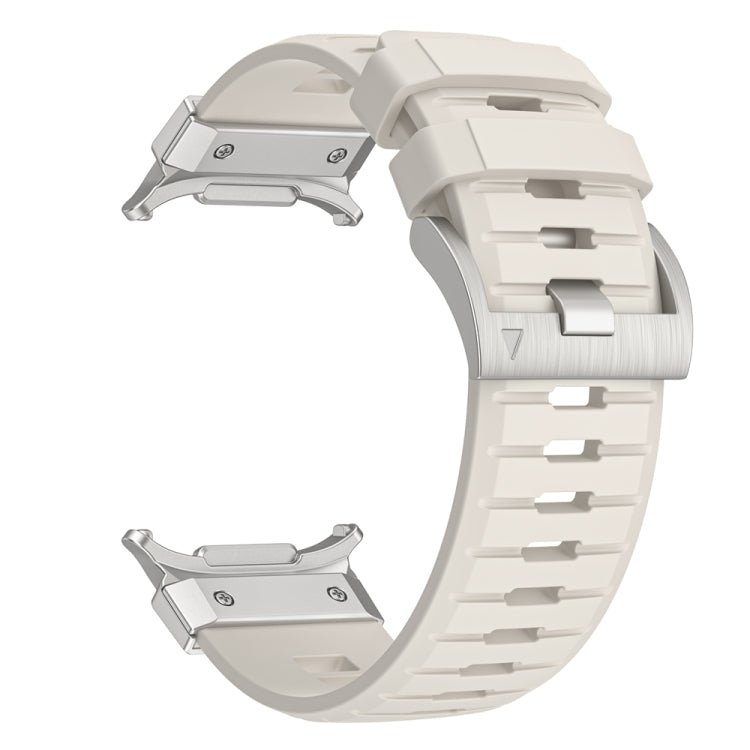 For Samsung Galaxy Watch Ultra 47mm / Ultra 2025 Steel Buckle Fluororubber Watch Band(Silver Starlight) by bashfashion